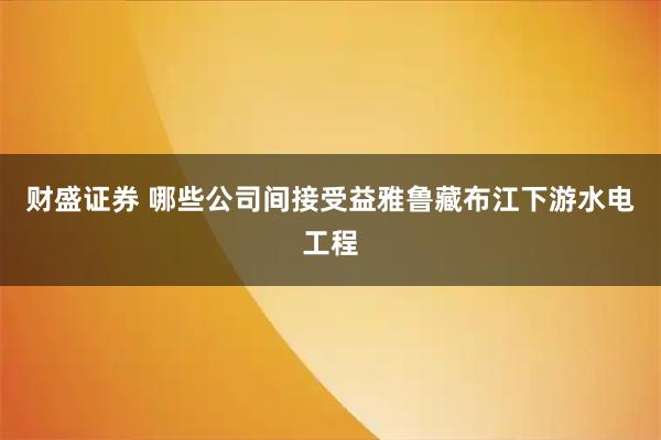 财盛证券 哪些公司间接受益雅鲁藏布江下游水电工程
