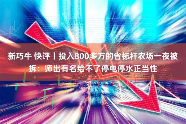 新巧牛 快评丨投入800多万的省标杆农场一夜被拆：师出有名给不了停电停水正当性